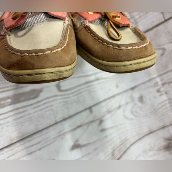 Sperry Top-Sider Angelfish Coral Salmon Tan Gold Mesh Womens Boat Shoes 10M - Picture 5 of 15